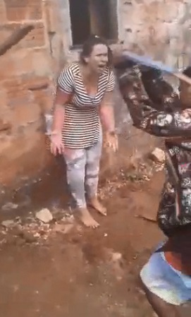Fat Bitch Gets A Stick Beating For Physically Abusing Her Grandmother