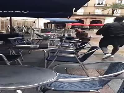 Stupid hooligan punches man and dog for no reason