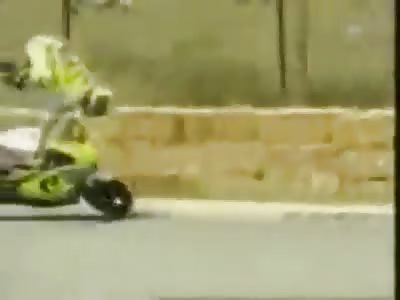 Motorcycle crashes back on to bike