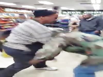 Man and woman Fist fight over fast food