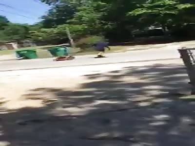 Guy on drugs using his lawn mower on asphalt.