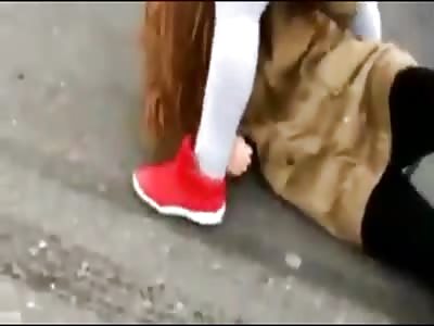 Girl gets beat up by a bully till she pissed on herself