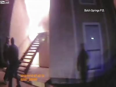 Boy jumps from fire into arms of police