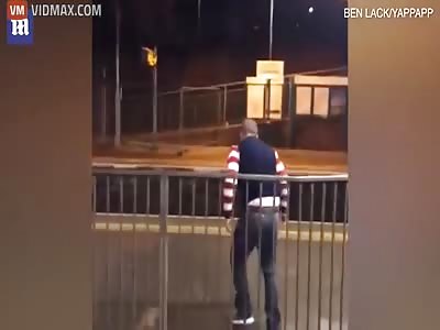 A brit tries to jump a railing after a christmas party