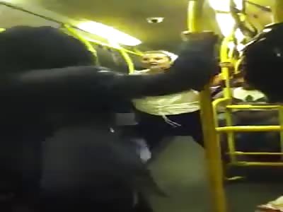CRAZY FAT WHITE  BITCH ON LONDON BUS ABUSES BLACK GUY