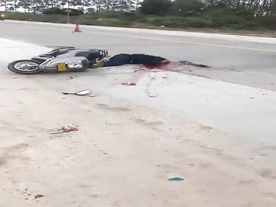 Horrible accident Man crash by truck
