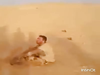 Soldier destroyed by Close Up AK-47 Islamic state in desert