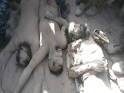 Dead isis and naked bodies in falujah iraq