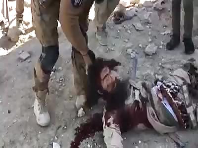 Abu azariel dragging and taking self with daesh