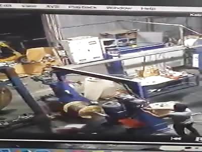 Horrible accident with worker smashed by coil of steel cable