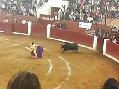 Another bullfighter angle run over by bull