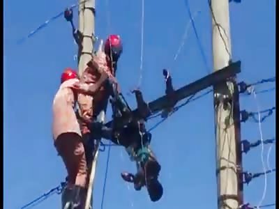 (video longer) electrocuted man and another angle 