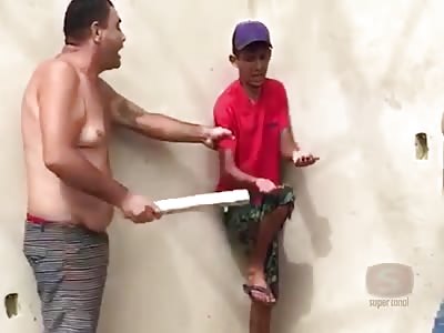 Thief is punished by a store owner