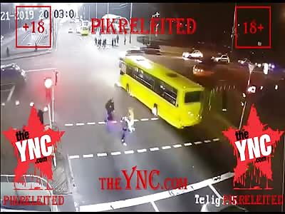 Ukraine, Kiev. The Bus At Pedestrian Pepekhode Shot Down Three Women.