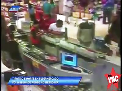 policeman shoots gangsrer dead in a supermarket