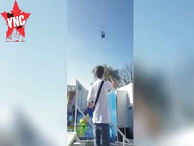 french woman has a bad accident at a fair ground