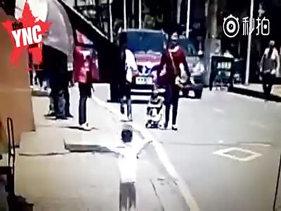mother watches her child get crushed under a red nissan qashqai
