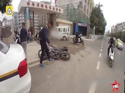 man smashes his new bike up all because a policeman seen him not wearing a helmet