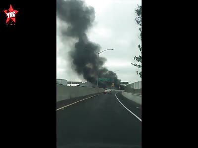 Small Plane Crashes on the 405 Freeway in Southern California