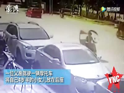 4-year-old girl gets crushed when she falls out of her  fathers motorcycle 