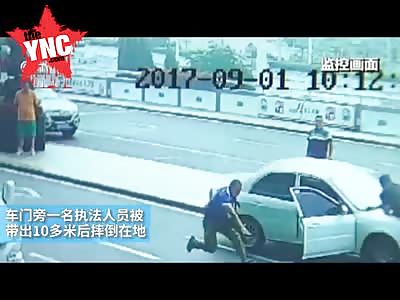 law enforcement officer dragged 10 meters