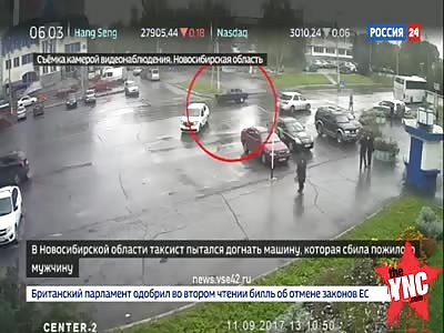 Russian man gets  crush by car 