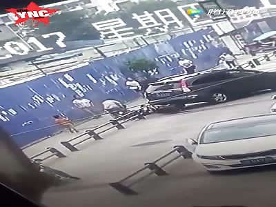 bad luck for this electric car driver  when he gets knock by car  