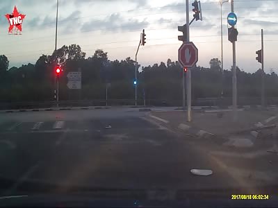 Russian man has a accident on the zebra crossing