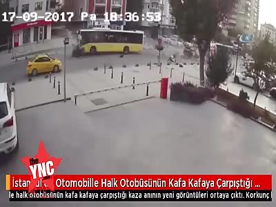 car collide into bus killing the driver in Istanbul , turkey