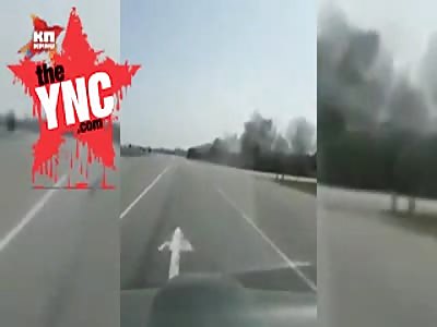 man drives right close up to a massive explosion in Russia 