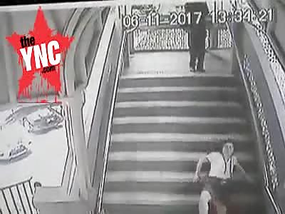 Man Inhumanly Kicks Woman Down Staircase in  Malaysia 