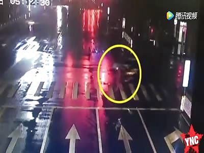 an uncle holding an umbrella  is hit and sent 57 meters by a BMW in Jiaxing