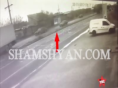 BMW crashes into truck in  Armenia
