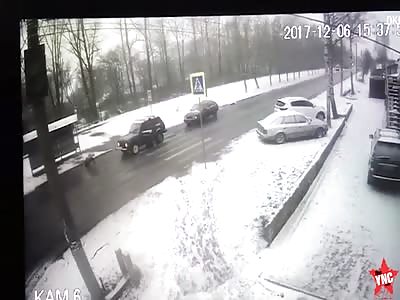 The moment of an accident with a girl on the zebra crossing in Tula  