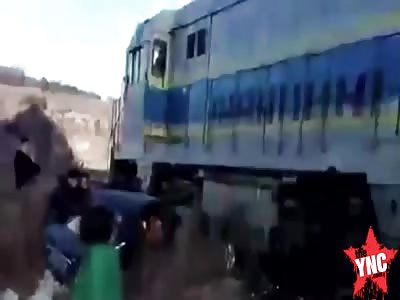 a train crashed into a car  in Hunchun