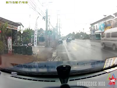 electricity cables explodes under a man in Thailand  