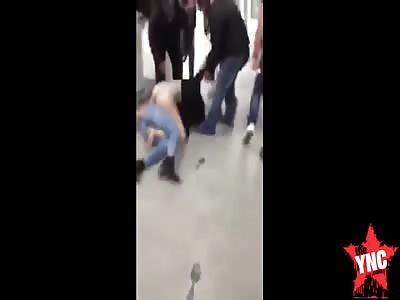 women fight at   EDOMEX,Mexico hair, high heels and blouses flying. 