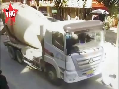  woman is crushed by a cement tanker 