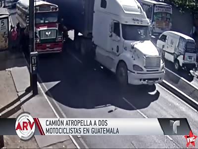 Truck crushed man on bike in Guatemala