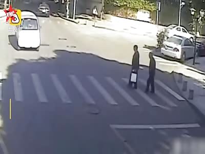 zebra crossing accident in Guangdong poor Mr. Chen gets  hit by a car