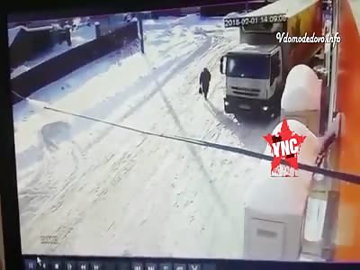  85-year-old woman hit by a truck in Russia 