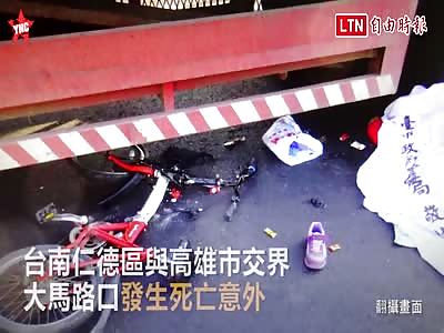 man gets crushed by a truck  near the junction of Rende District and Kaohsiung in Tainan
