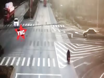 motorcycle   crashing into a sedan in Zhengzhou
