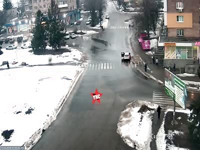 on the 11-03-18 Time 17.35 a zebra crossing accident in Kamenskoye, Ukraine