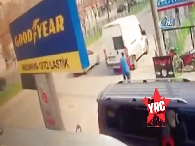 man crushed by a car  in Turkey 