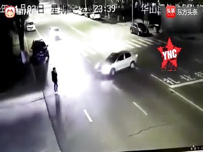 accident in  Guangdong man hit by a car
