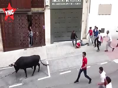 man hit by a bull in the municipality of Ontinyent, located in the Spanish province of Valencia.