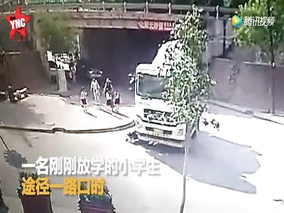  a primary school student dies after being crushed by a truck in in Linyi