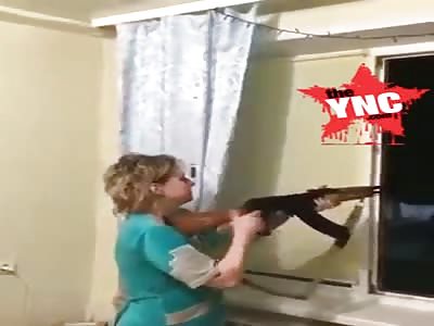 Russian woman with ak-47  