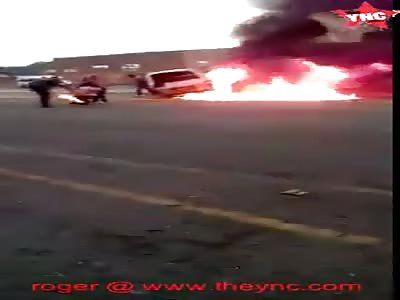 people helping after a accident in Ethiopia get caught on fire 